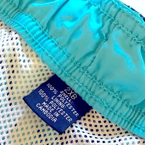 Roundtree & Yorke Big & Tall Palm Leaf Swim Shorts 21” Black Blue Size 2XB - Picture 3 of 8